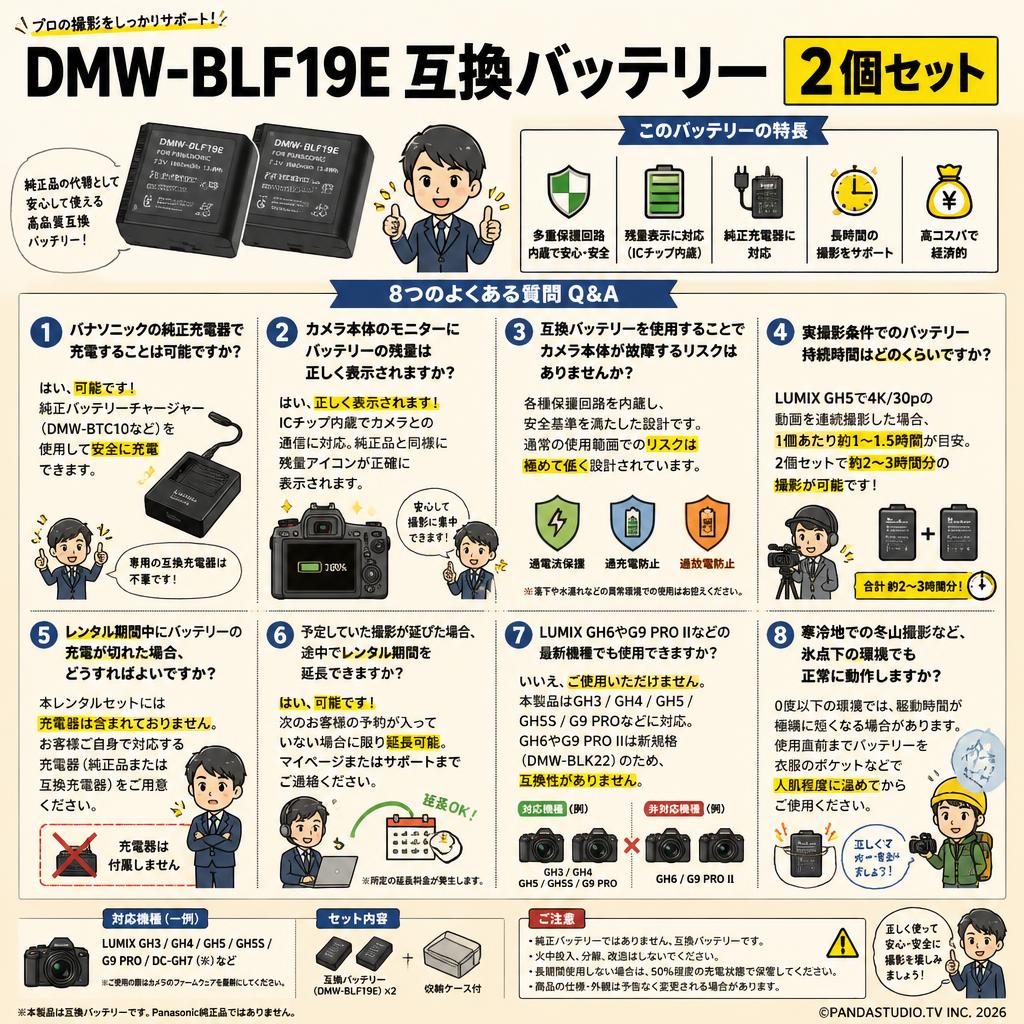 DMW-BLF19E　互換バッテリー 2個セット FAQ（よくある質問と答え）