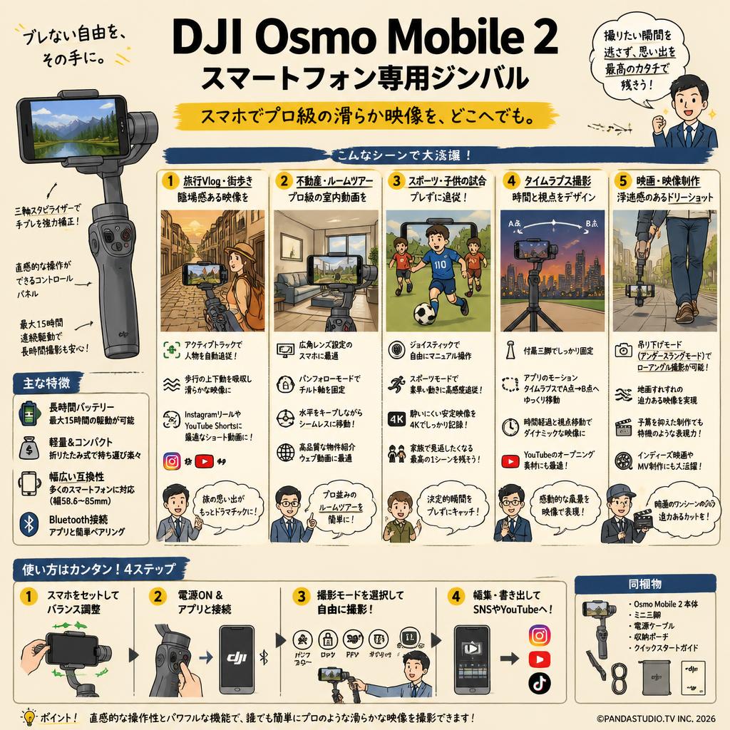 DJI Osmo Mobile 2 スマートフォン専用ジンバル 用途