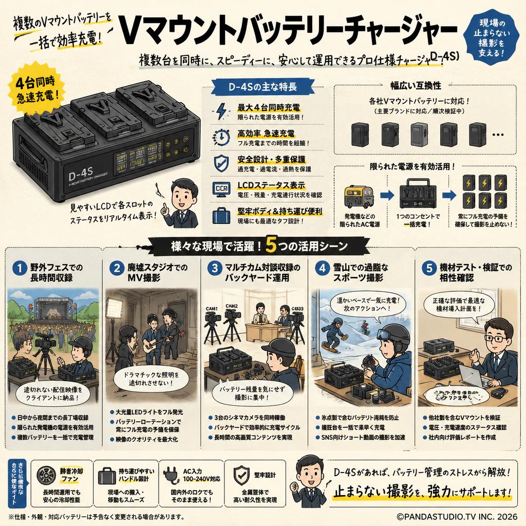 Vマウントバッテリーチャージャー（D-4S） 用途