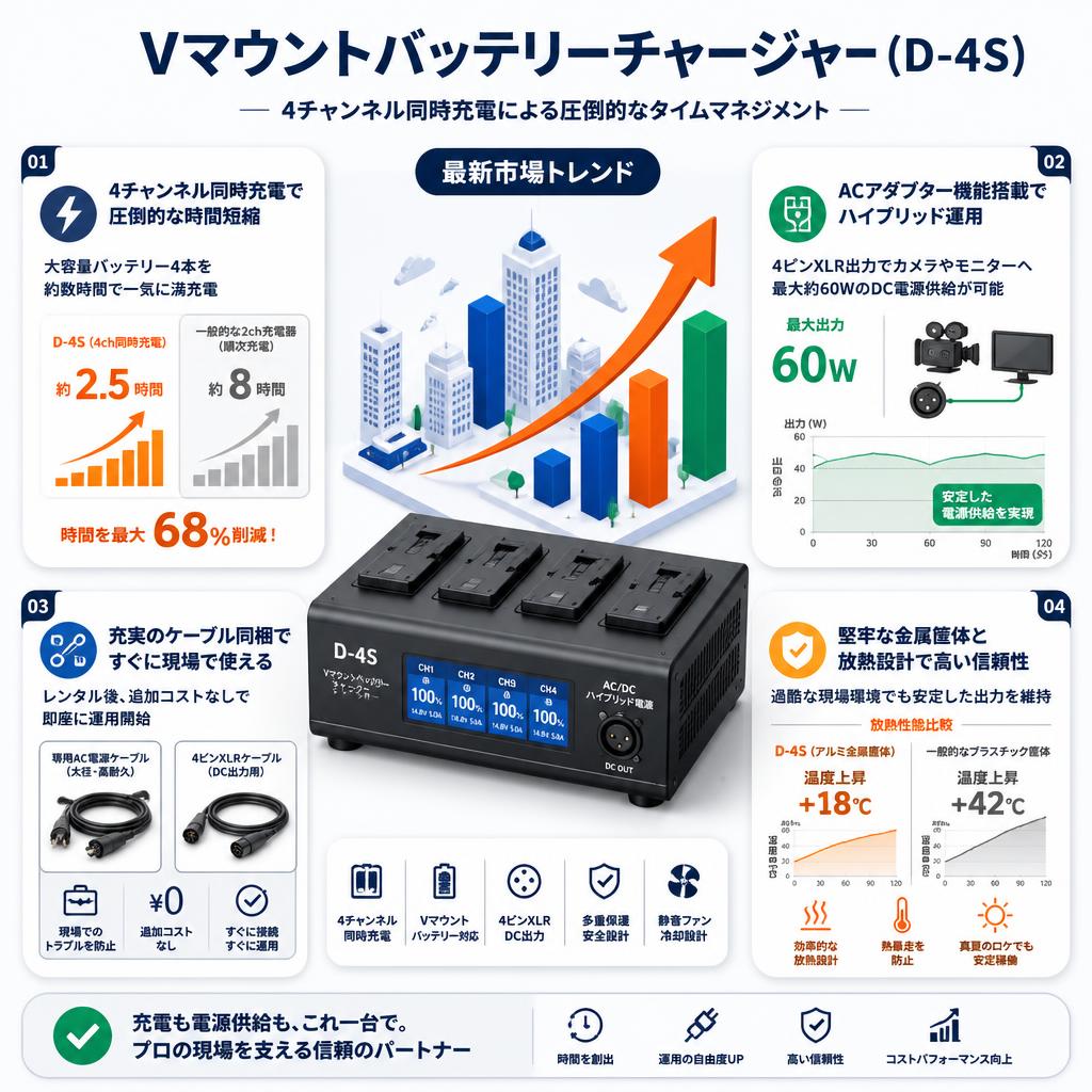 Vマウントバッテリーチャージャー（D-4S） セールスポイント