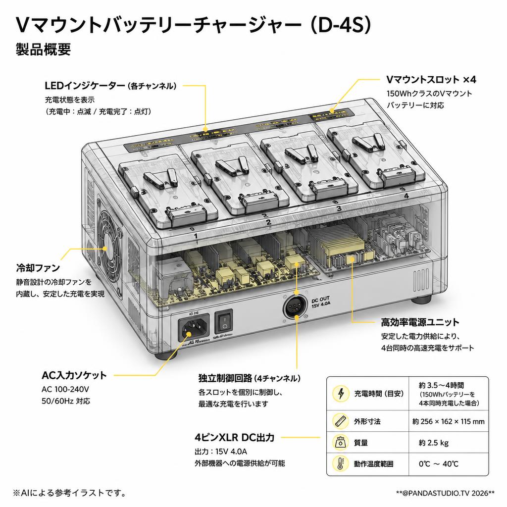 Vマウントバッテリーチャージャー（D-4S） スペック