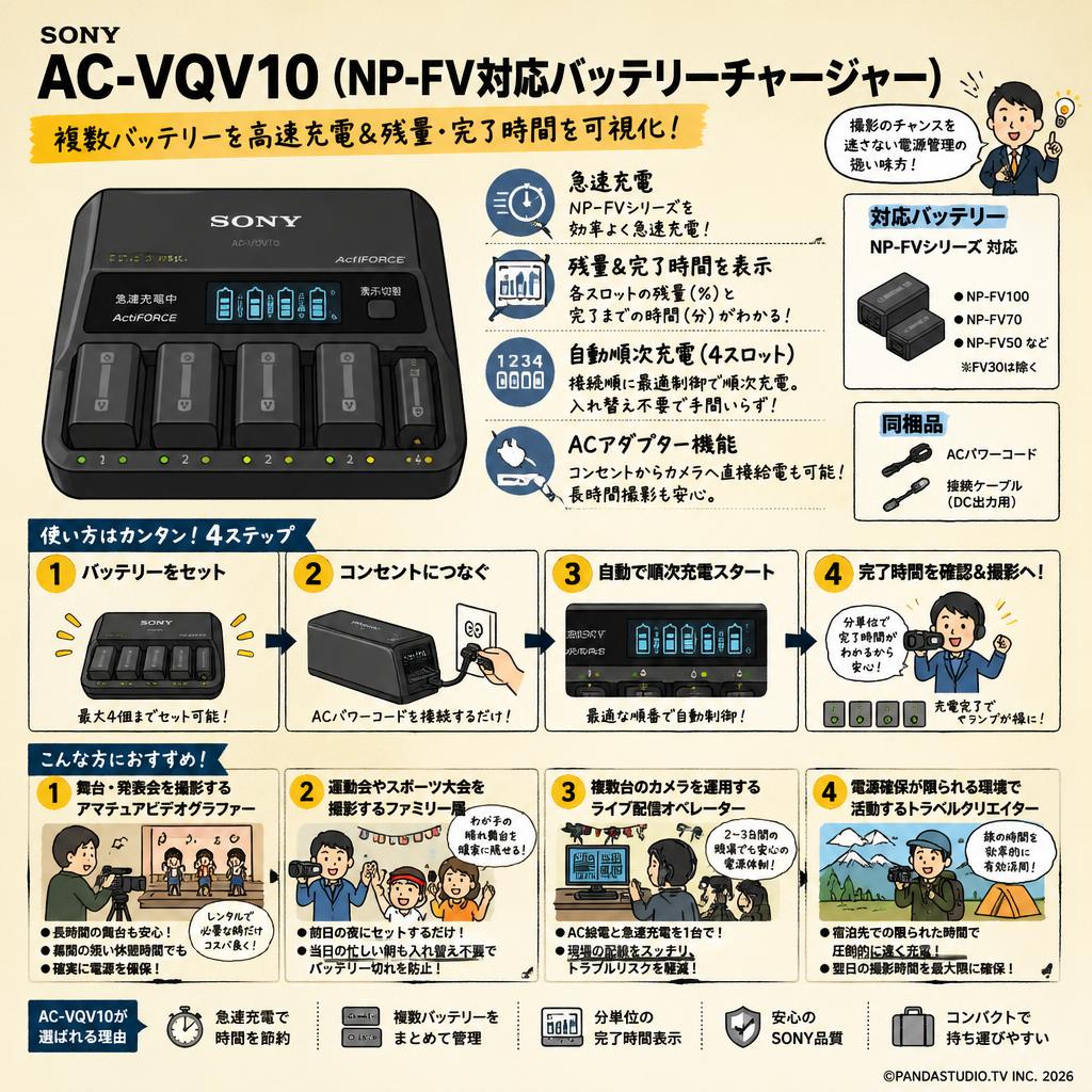 SONY AC-VQV10（NP-FV 対応バッテリーチャージャー） おもな対象のお客様