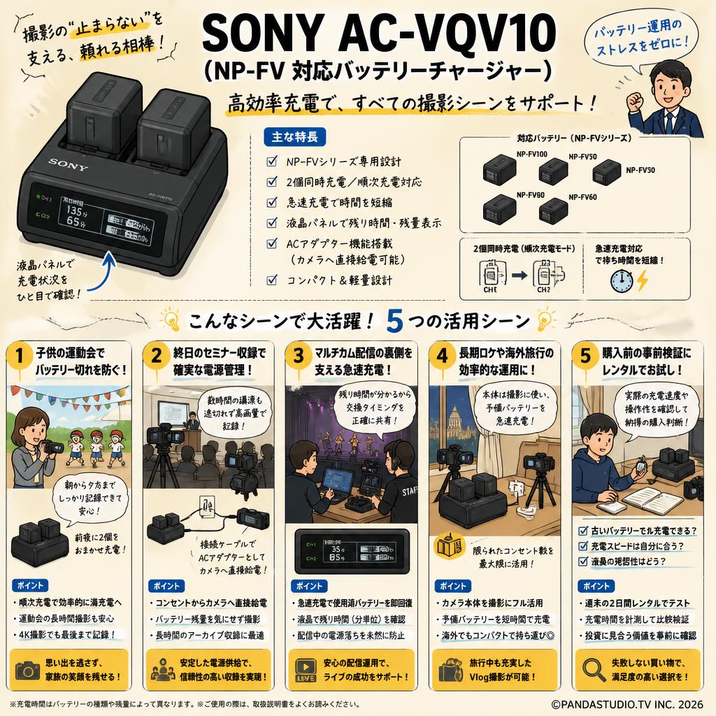 SONY AC-VQV10（NP-FV 対応バッテリーチャージャー） 用途