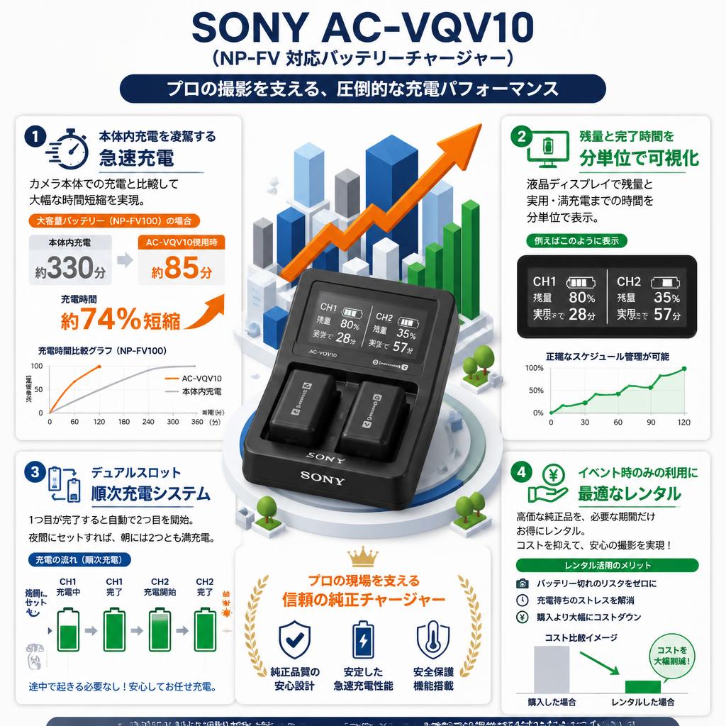 SONY AC-VQV10（NP-FV 対応バッテリーチャージャー） セールスポイント
