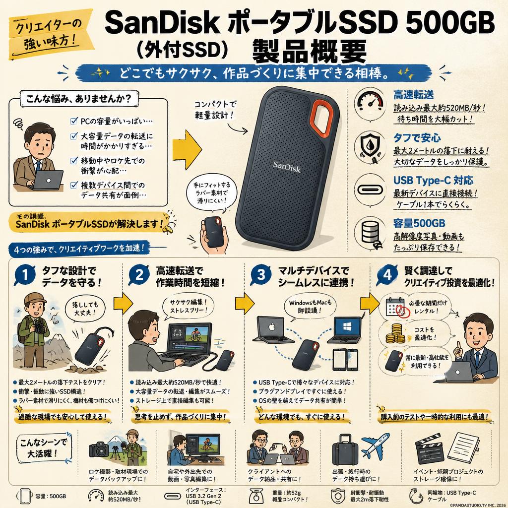 SanDisk ポータブルSSD 500GB (外付SSD) 概要