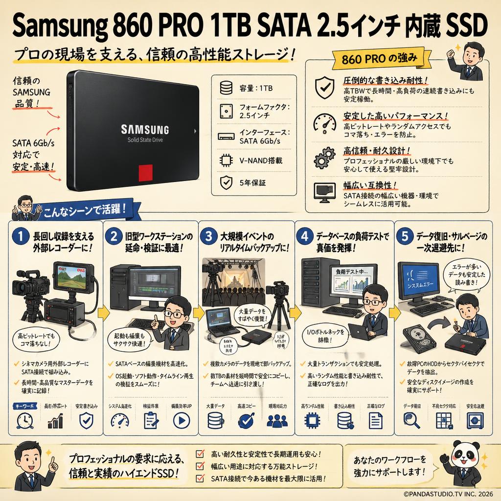 Samsung 860 PRO 1TB SATA 2.5インチ 内蔵 SSD 用途