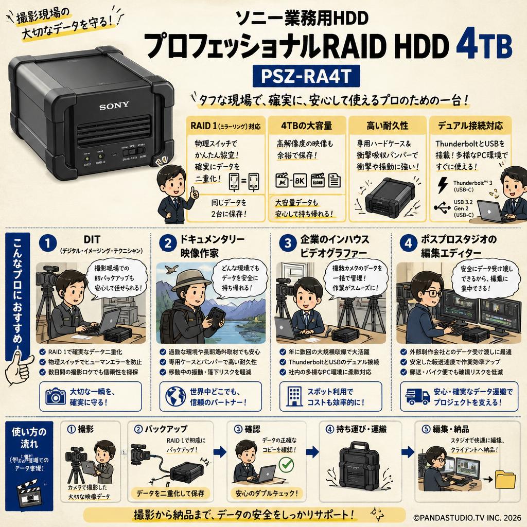 【ソニー業務用HDD】プロフェッショナルRAID HDD 4TB PSZ-RA4T おもな対象のお客様