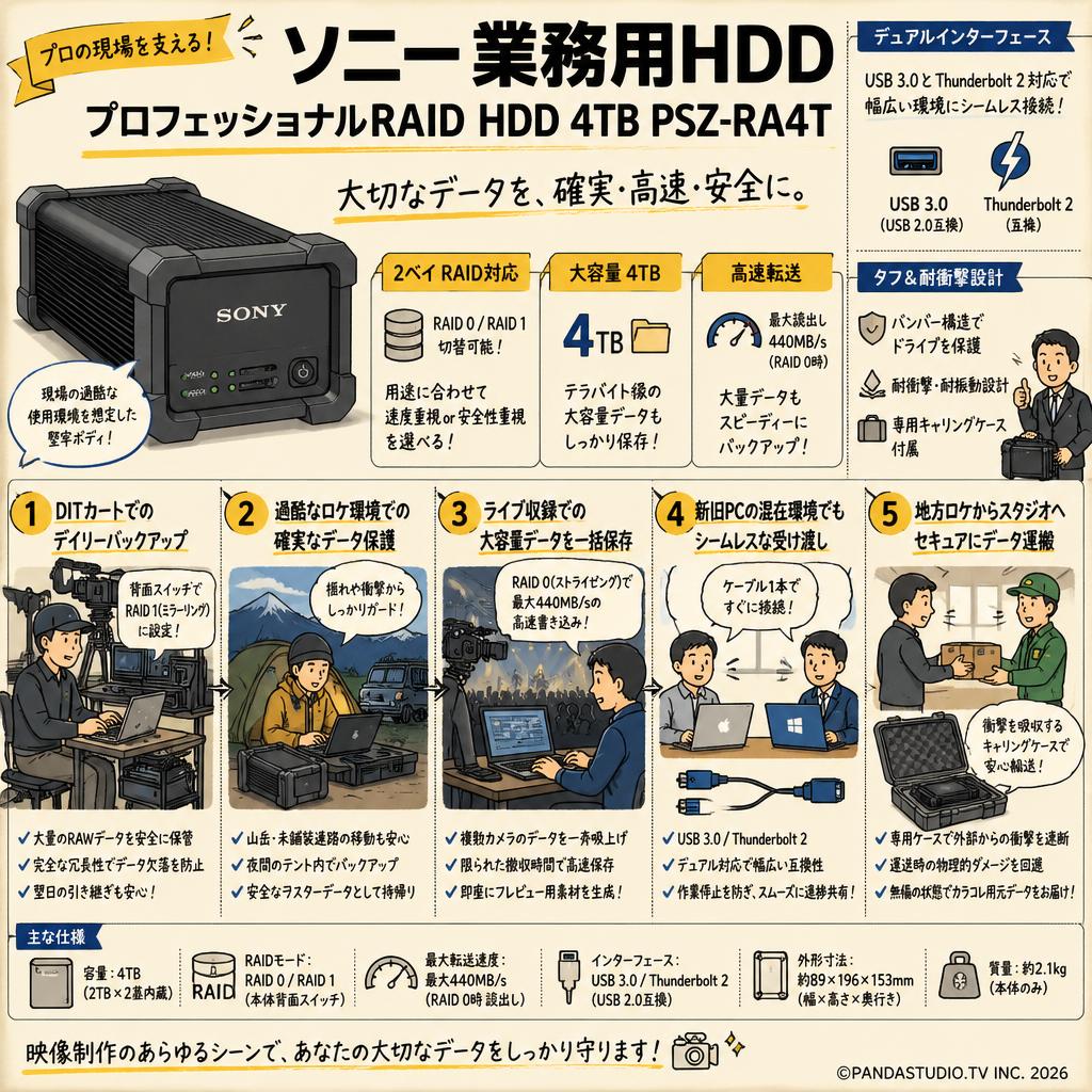 【ソニー業務用HDD】プロフェッショナルRAID HDD 4TB PSZ-RA4T 用途