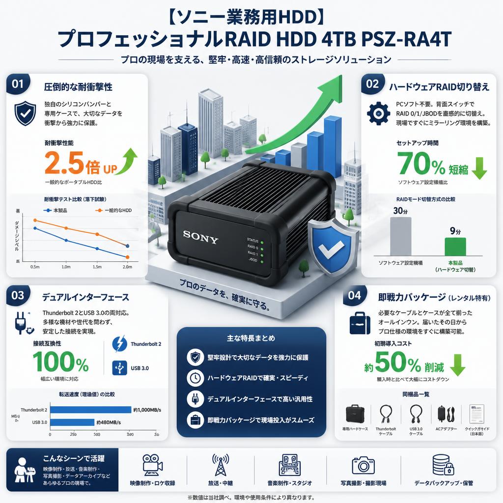 【ソニー業務用HDD】プロフェッショナルRAID HDD 4TB PSZ-RA4T セールスポイント