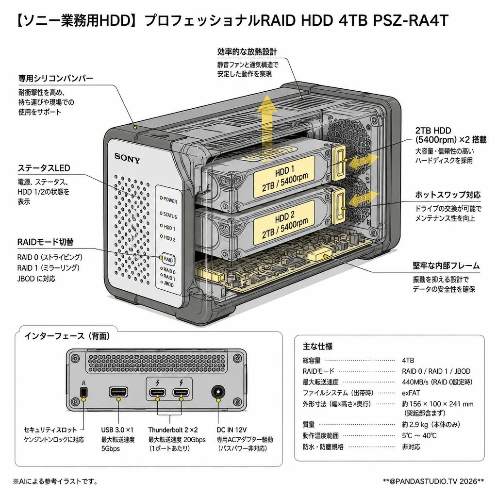 【ソニー業務用HDD】プロフェッショナルRAID HDD 4TB PSZ-RA4T スペック