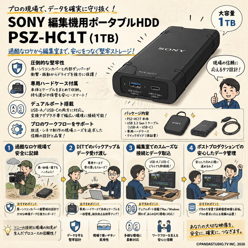 SONY 編集機用ポータブルHDD PSZ-HC1T (1TB) 概要