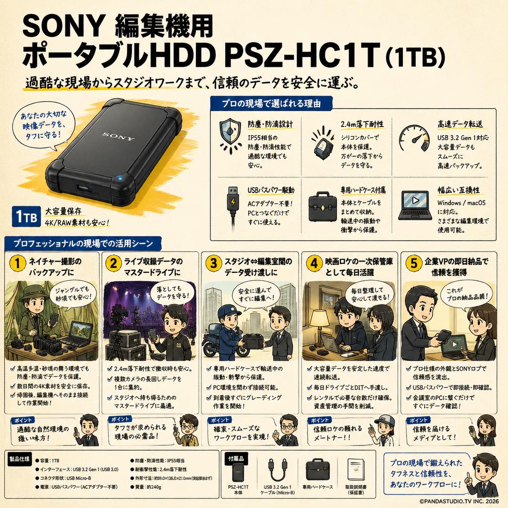SONY 編集機用ポータブルHDD PSZ-HC1T (1TB) 用途