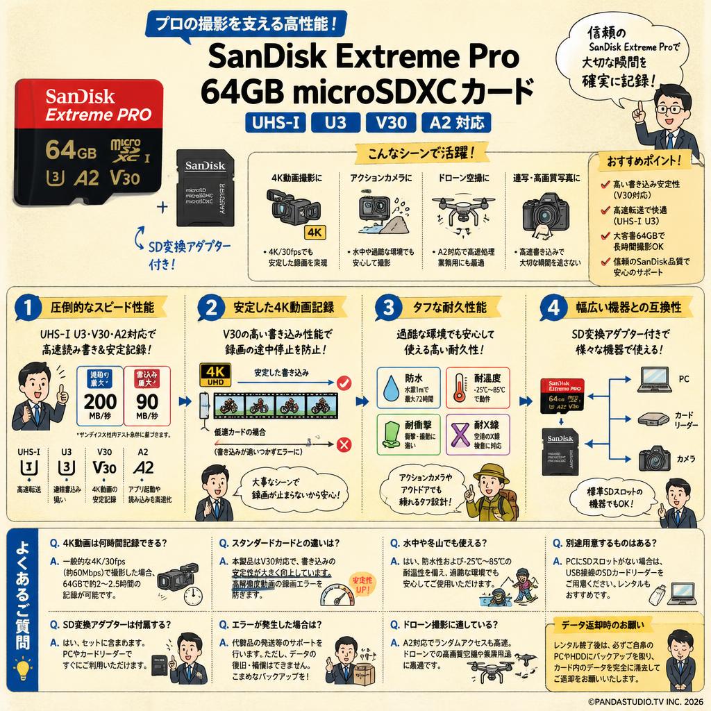 SanDisk Extreme Pro 64GB microSDXCカード  UHS-I U3 V30 FAQ（よくある質問と答え）
