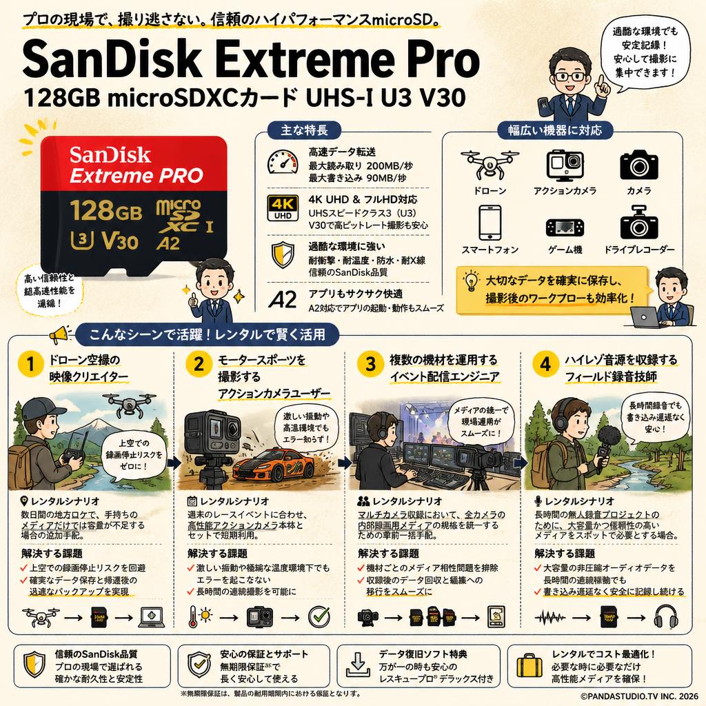 SanDisk Extreme Pro 128GB microSDXCカード UHS-I U3 V30 おもな対象のお客様