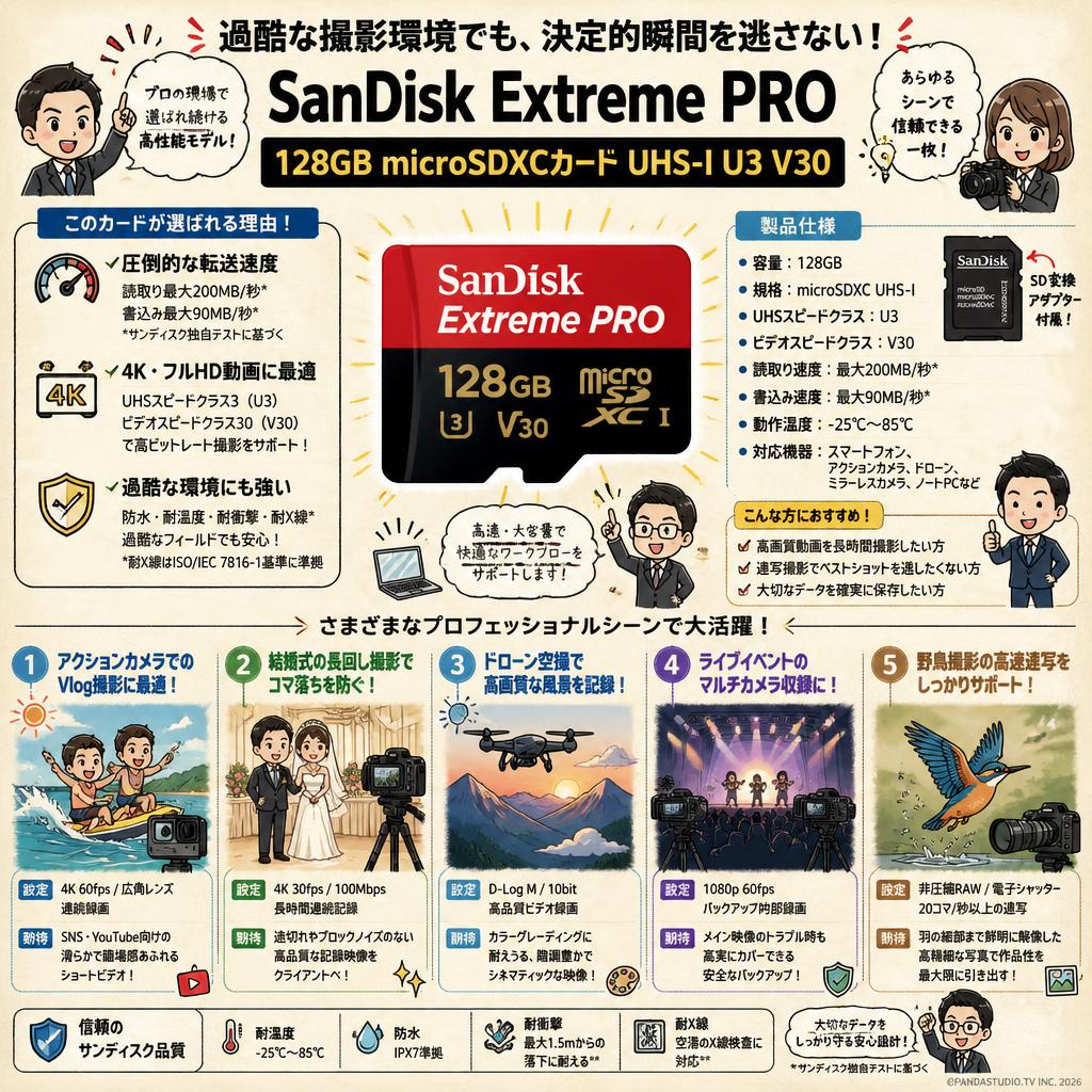 SanDisk Extreme Pro 128GB microSDXCカード UHS-I U3 V30 用途