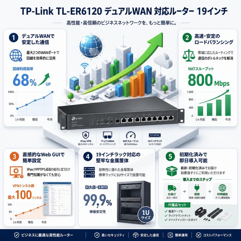 TP-Link TL-ER6120 デュアルWAN 対応ルーター 19インチ セールスポイント