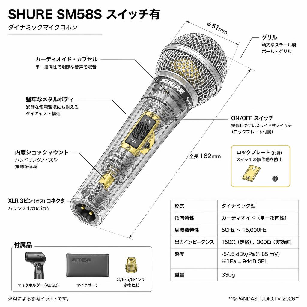 SHURE SM58S スイッチ有 スペック