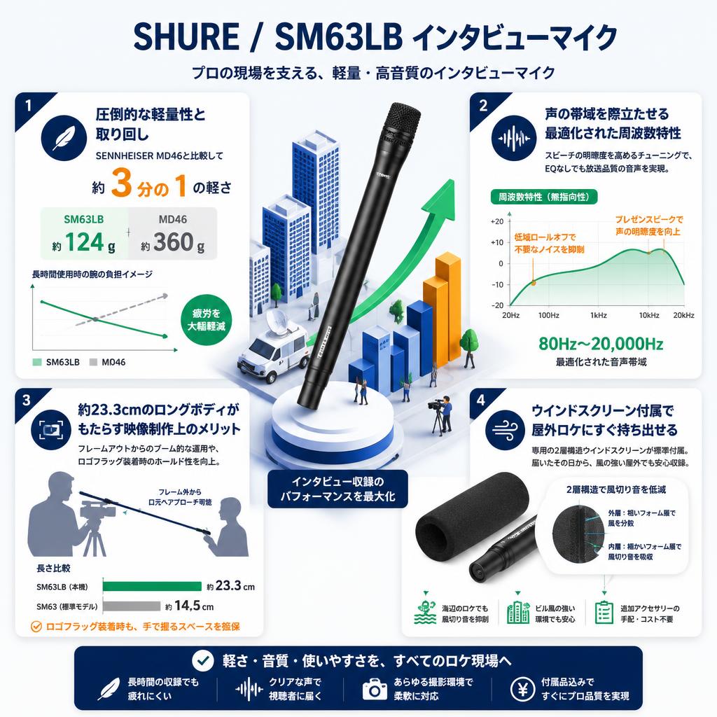 SHURE / SM63LB インタビューマイク セールスポイント