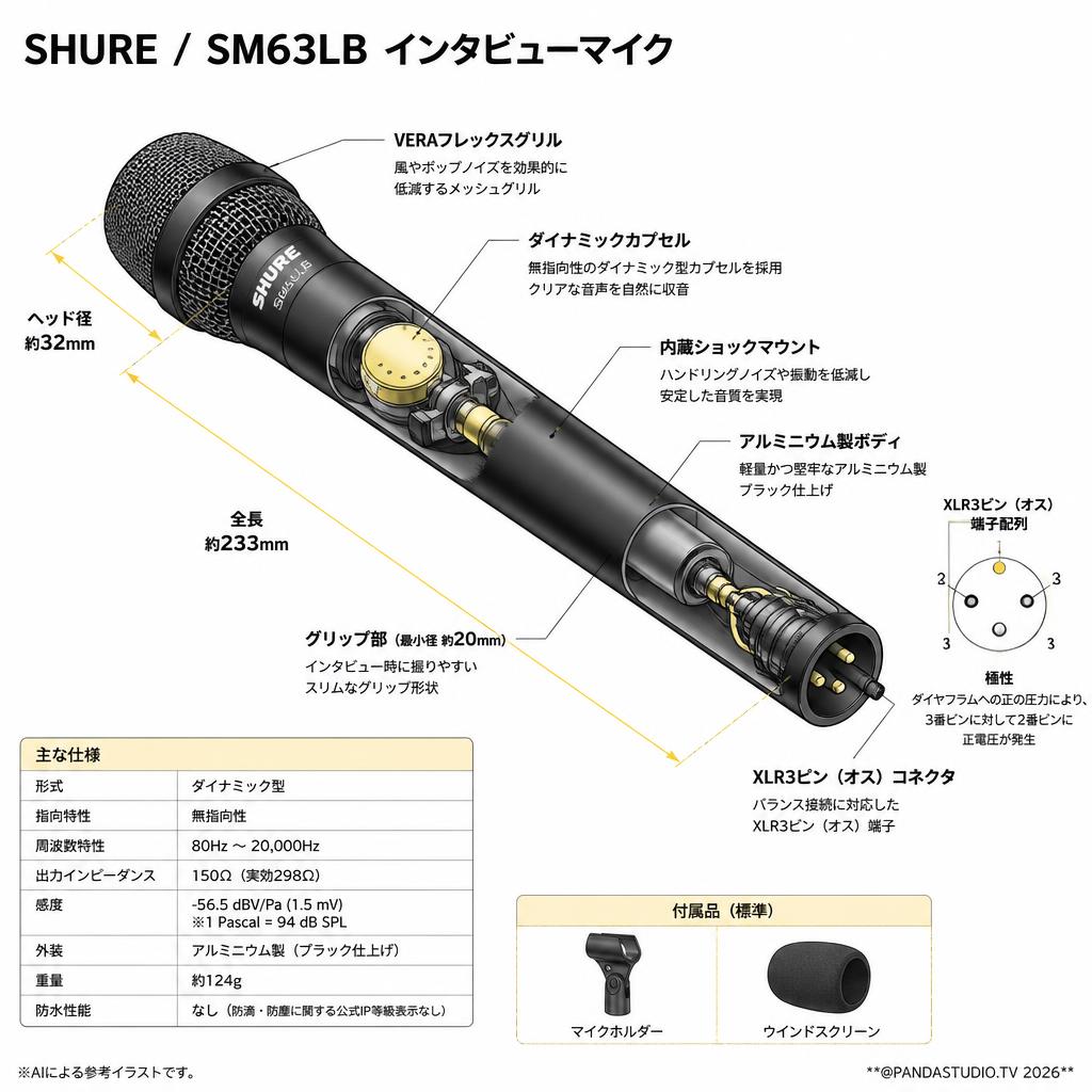SHURE / SM63LB インタビューマイク スペック