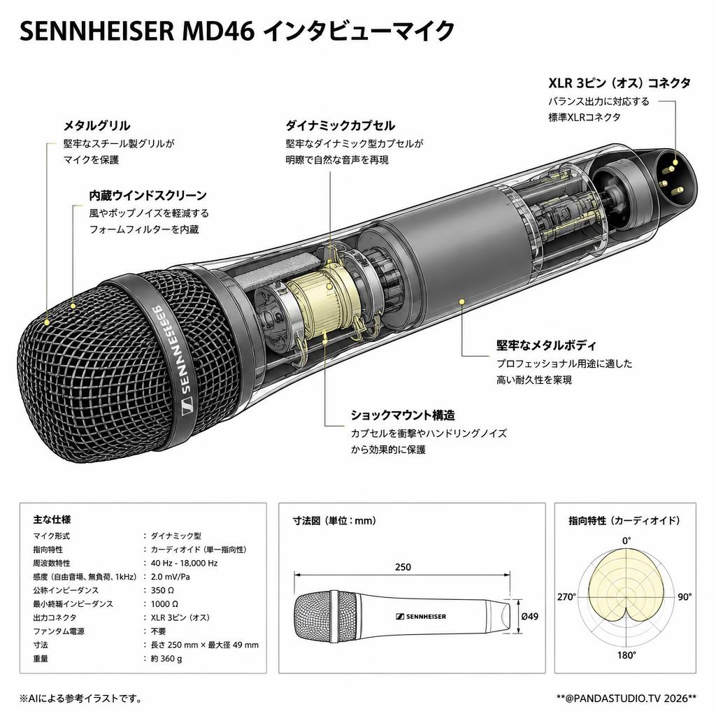 SENNHEISER MD46 インタビューマイク スペック