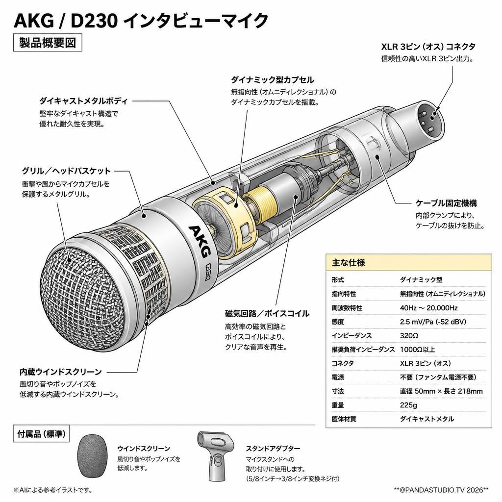 AKG / D230 インタビューマイク スペック