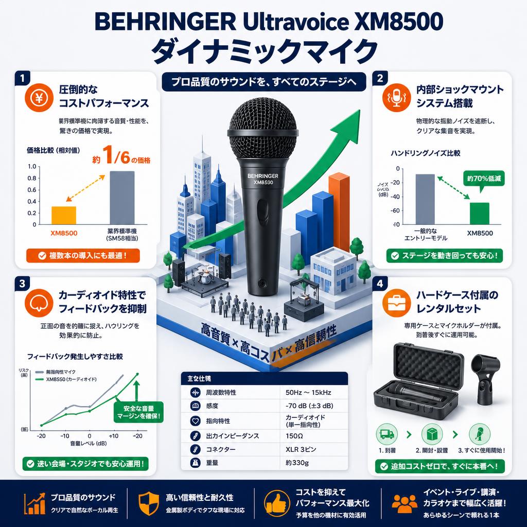 BEHRINGER Ultravoice XM8500 ダイナミックマイク セールスポイント