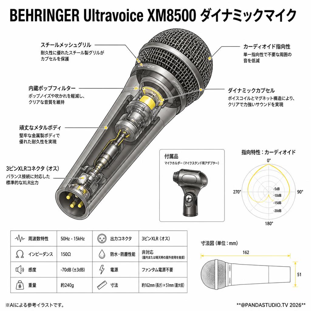 BEHRINGER Ultravoice XM8500 ダイナミックマイク スペック
