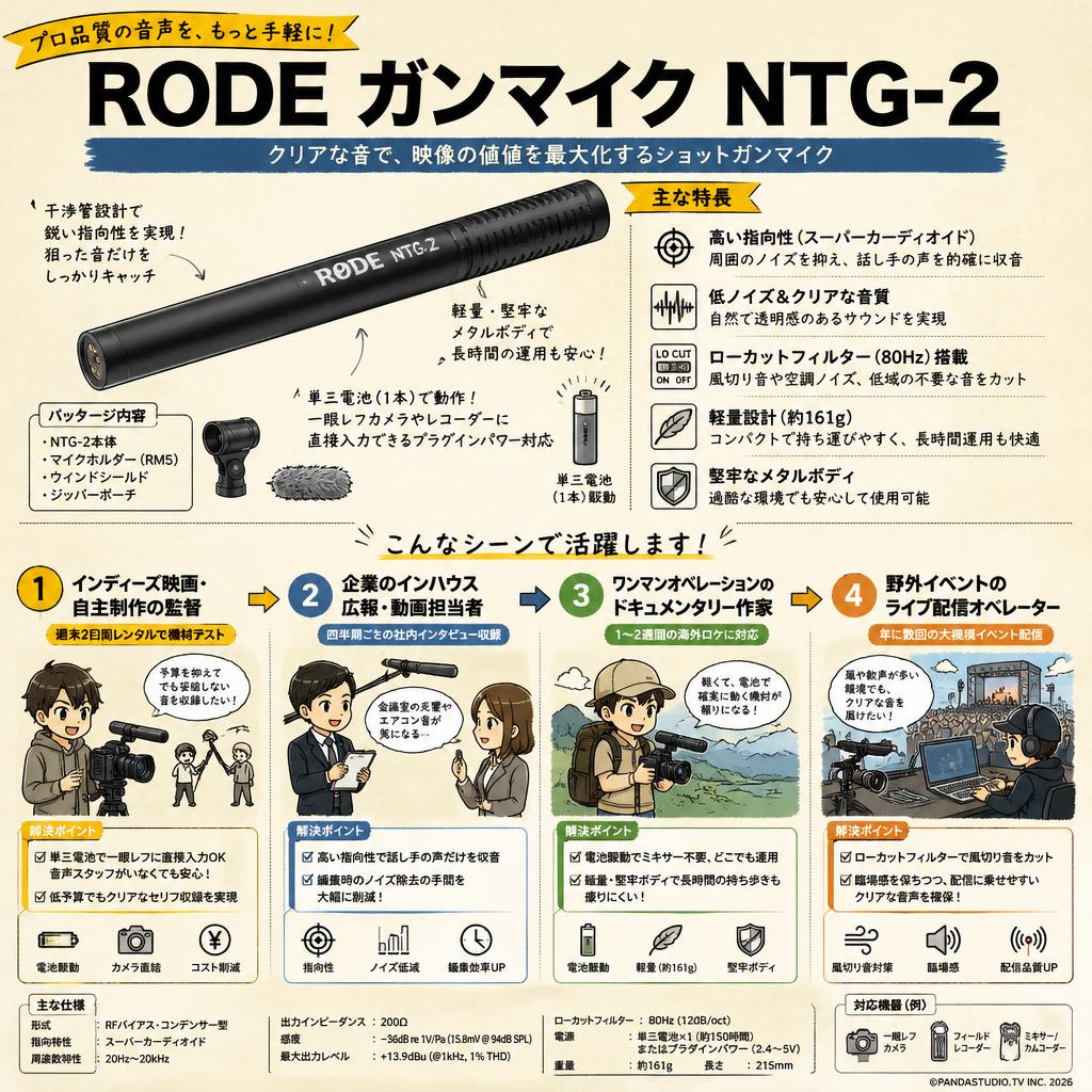 RODE ガンマイク NTG-2 おもな対象のお客様