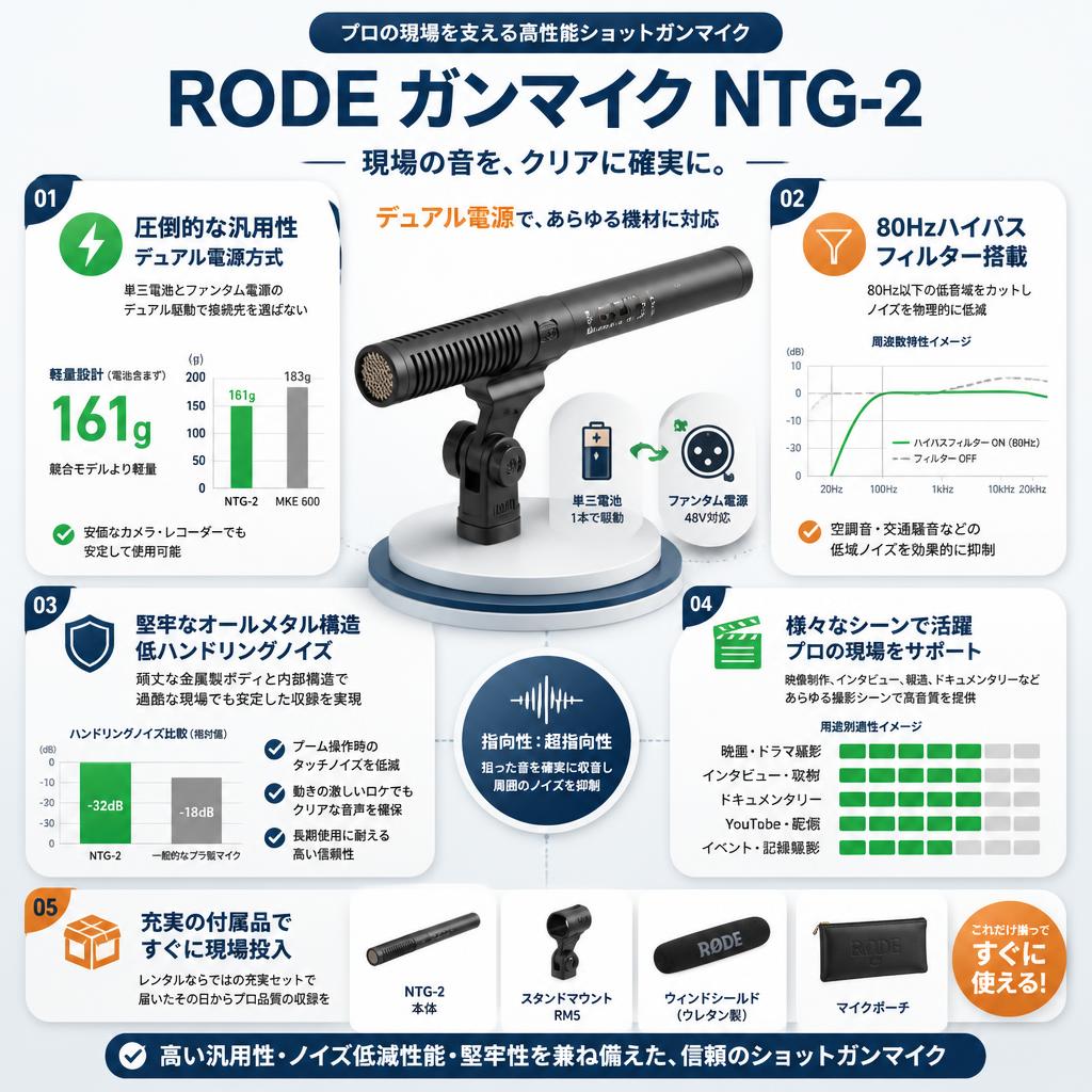 RODE ガンマイク NTG-2 セールスポイント
