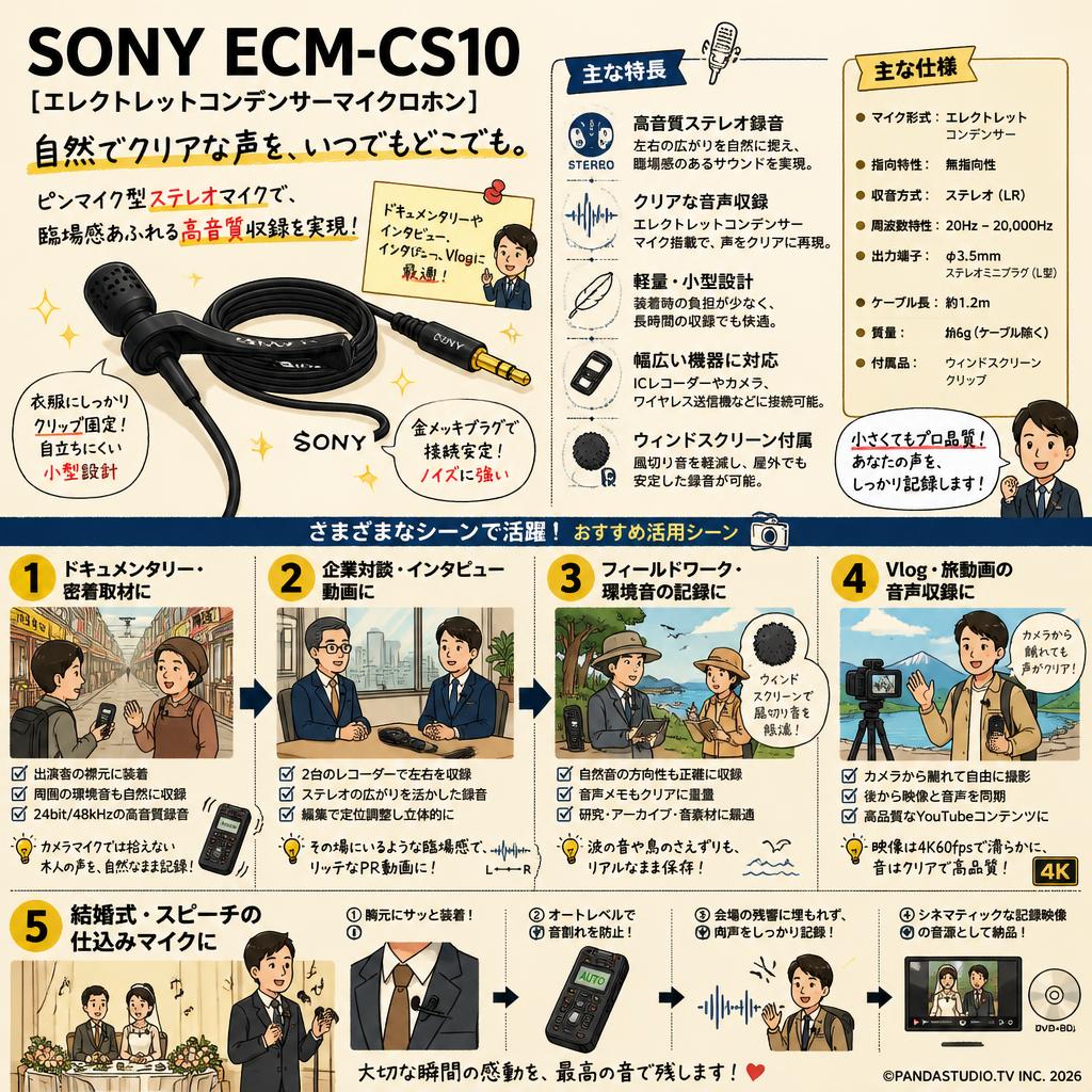SONY ECM-CS10 [エレクトレットコンデンサーマイクロホン] 用途