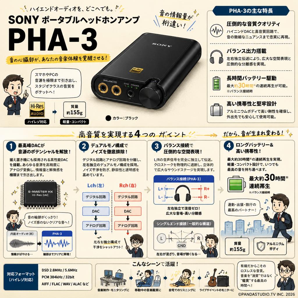 SONY ポータブルヘッドホンアンプ PHA-3 概要
