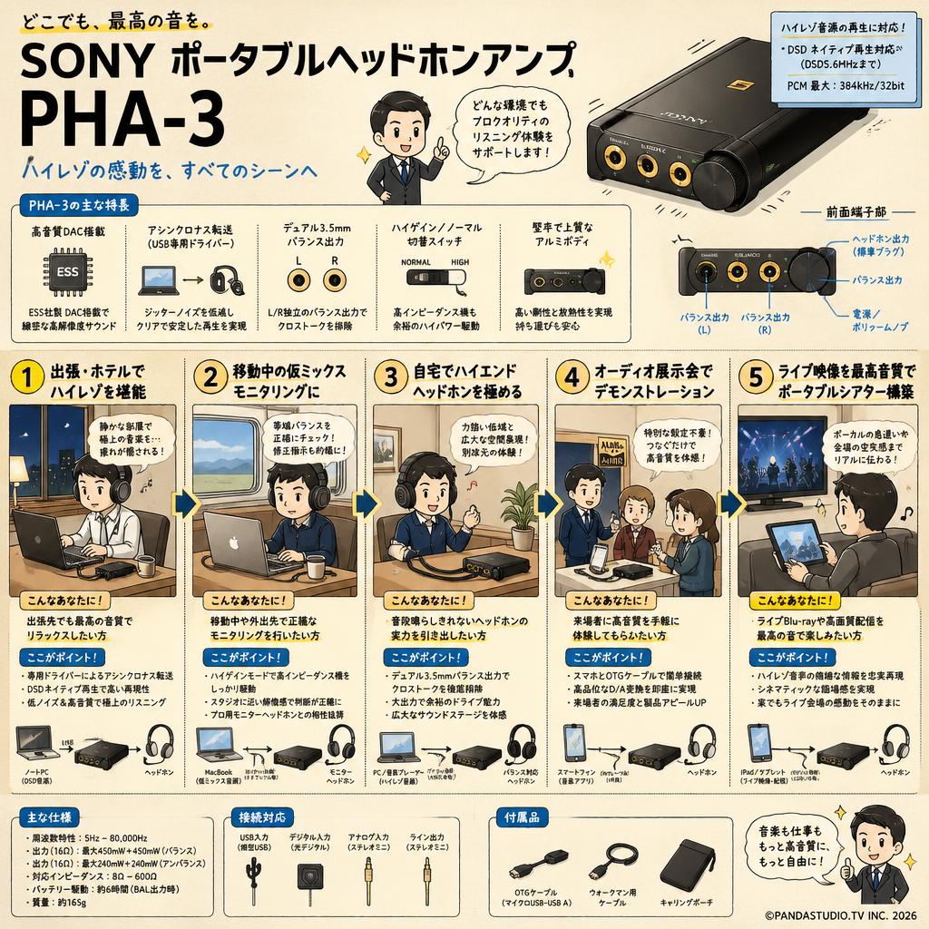 SONY ポータブルヘッドホンアンプ PHA-3 用途