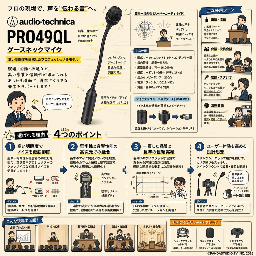 audio-technica PRO49QL グースネックマイク 概要