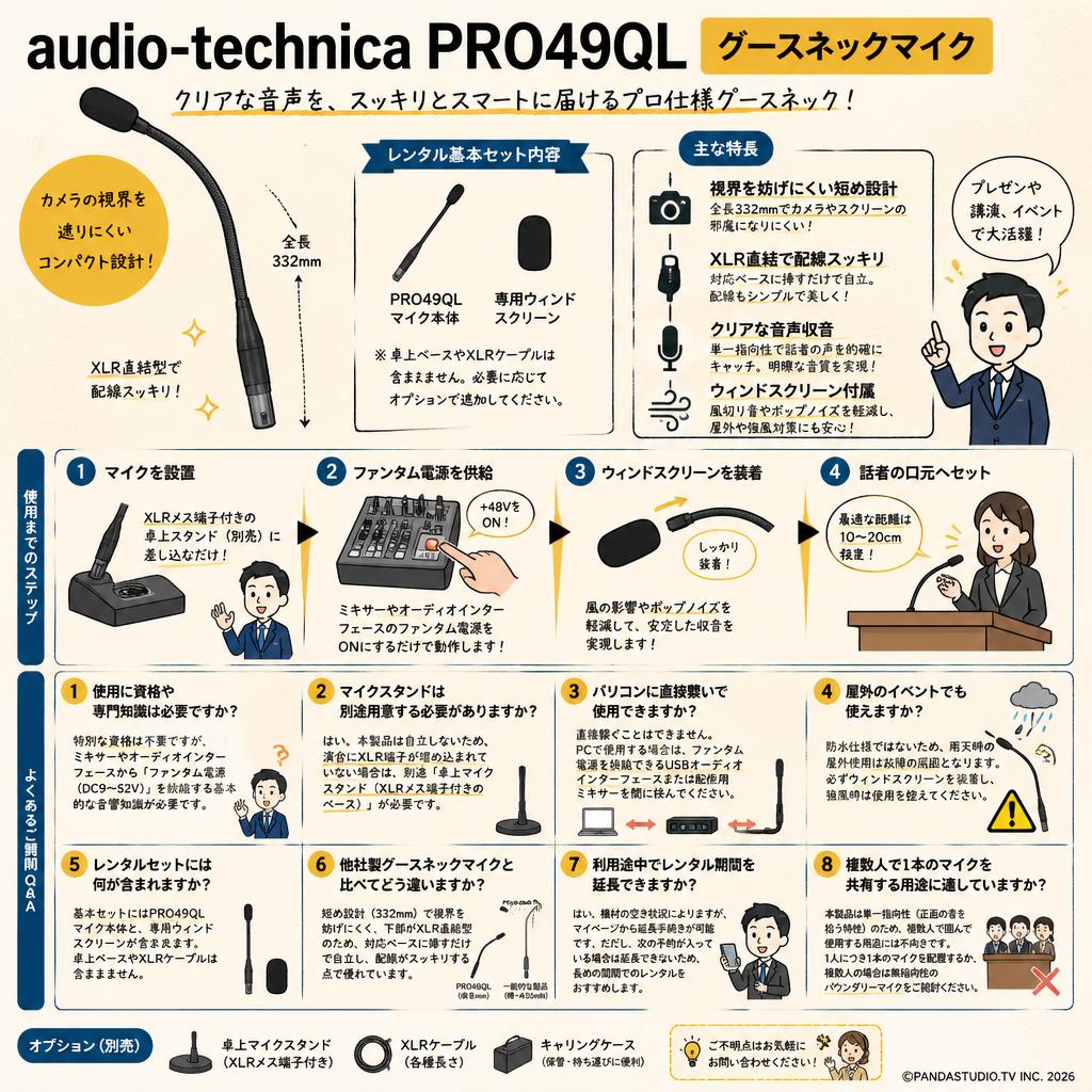 audio-technica PRO49QL グースネックマイク FAQ（よくある質問と答え）