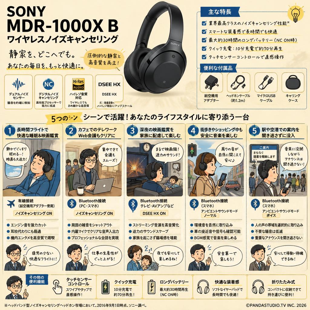 SONY MDR-1000X B ワイヤレスノイズキャンセリング 用途