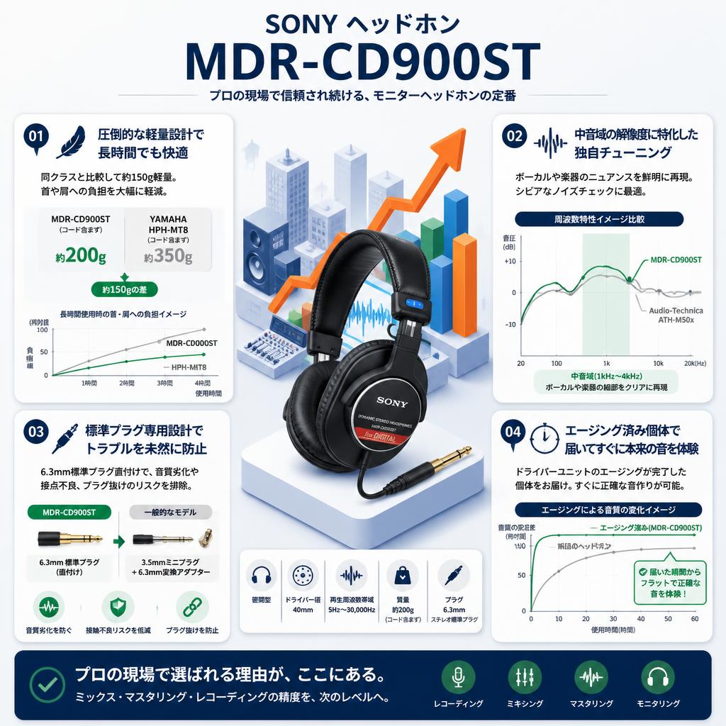 SONY ヘッドホン MDR-CD900ST セールスポイント