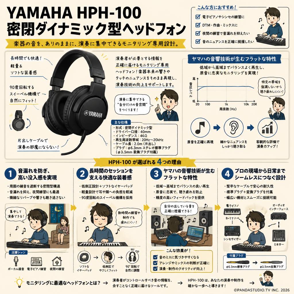 YAMAHA HPH-100 密閉ダイナミック型ヘッドフォン | パンダスタジオ