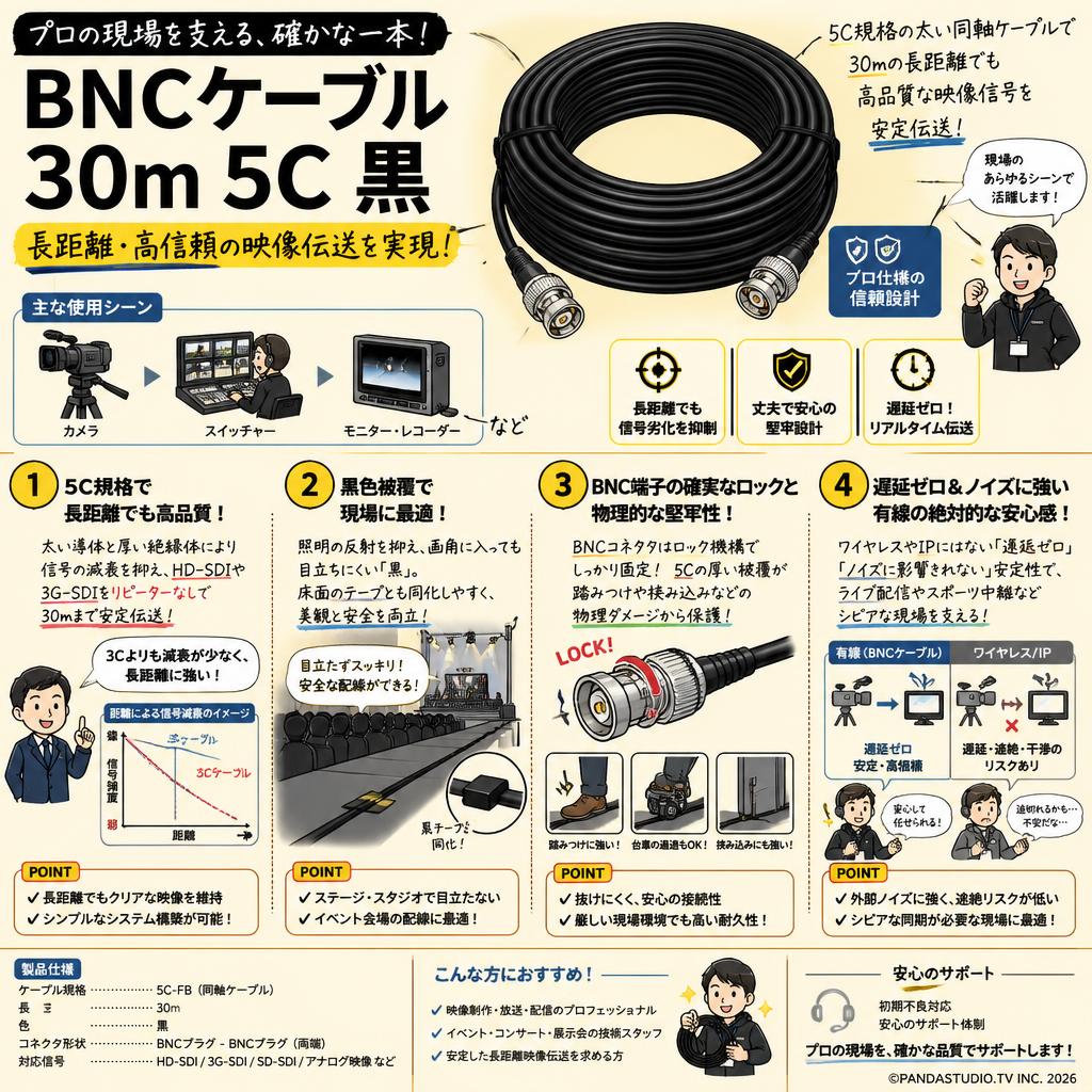 BNC ケーブル 30m 5C 黒 概要