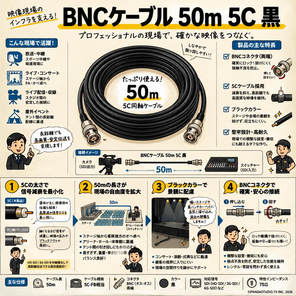 BNCケーブル 50m 5C 黒 概要