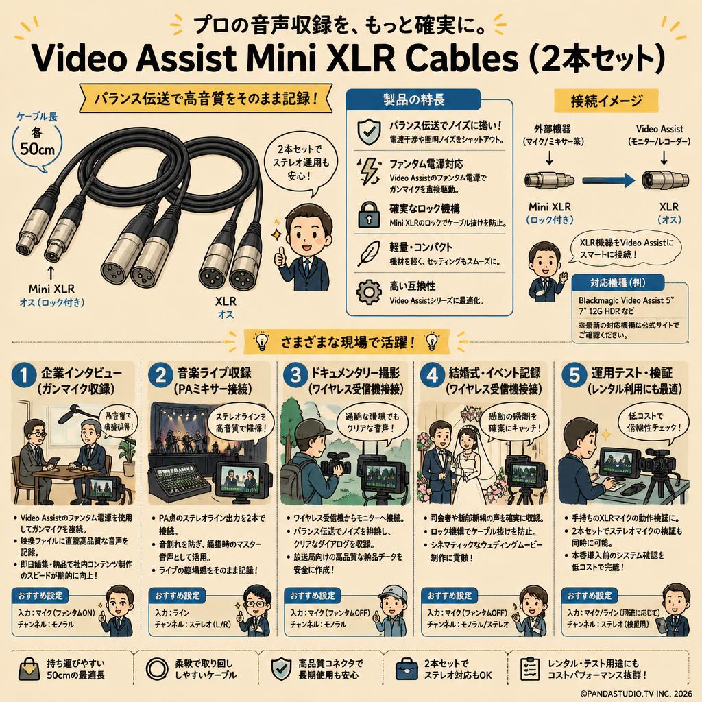 Video Assist Mini XLR Cables（2本セット） 用途