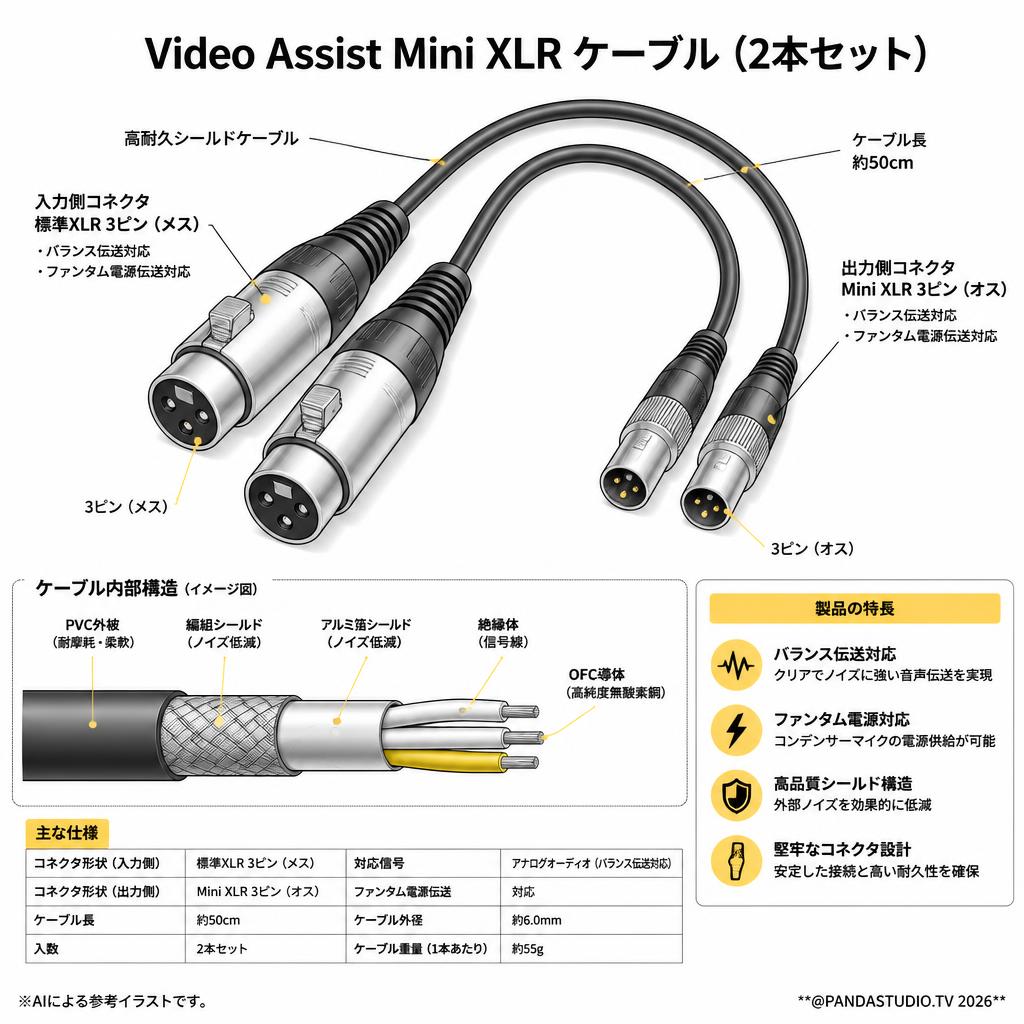Video Assist Mini XLR Cables（2本セット） スペック