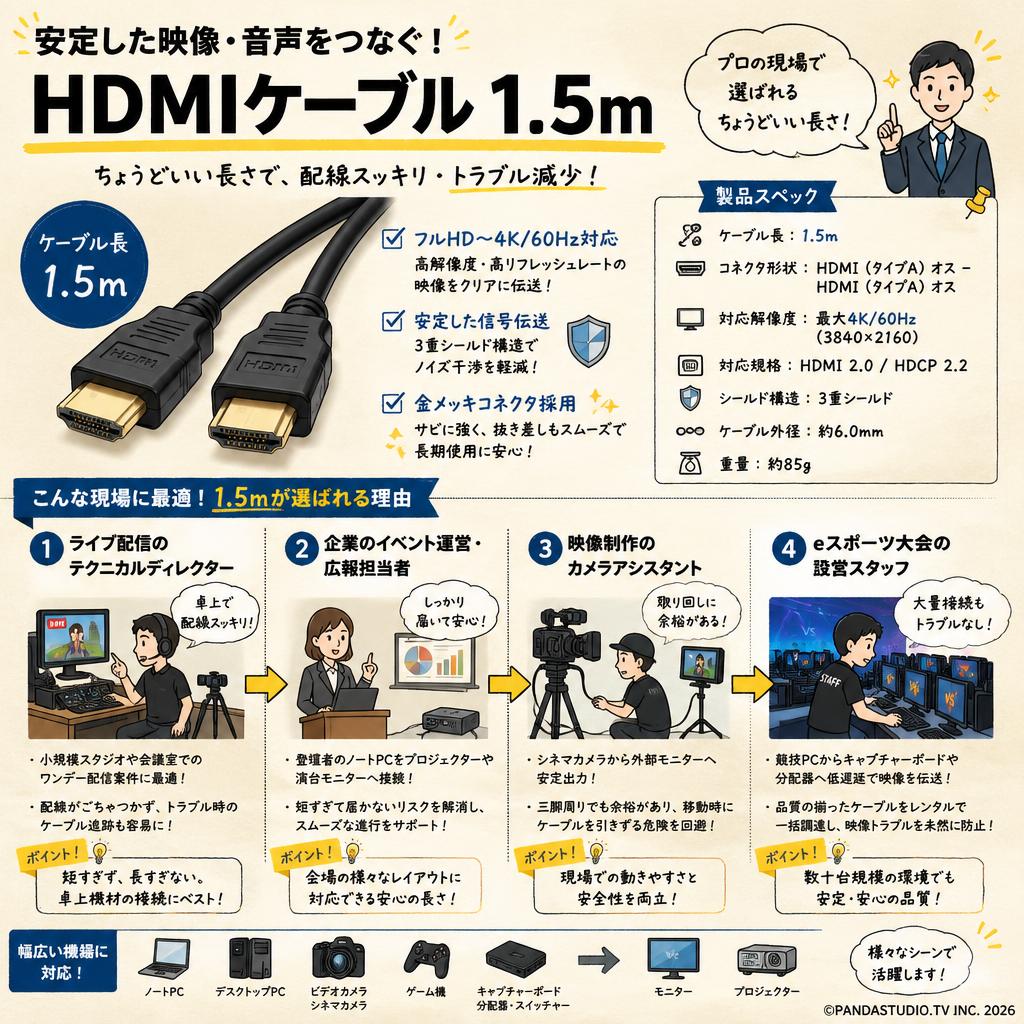 HDMIケーブル 1.5m おもな対象のお客様