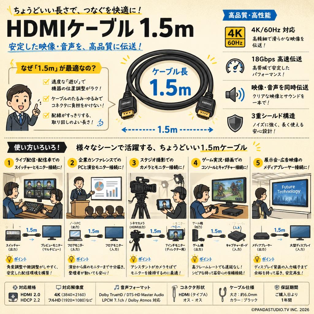 HDMIケーブル 1.5m 用途