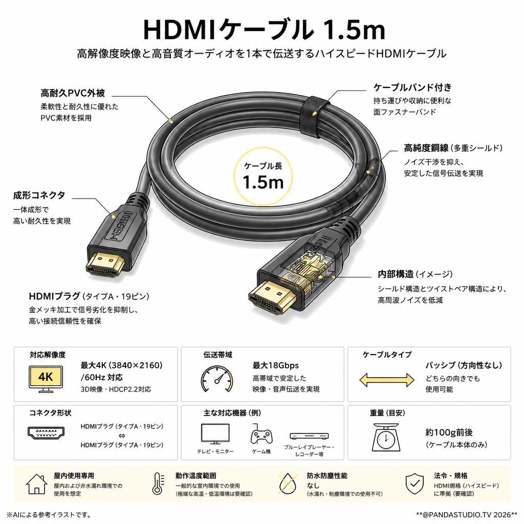 HDMIケーブル 1.5m スペック