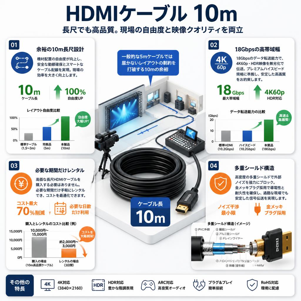 HDMIケーブル 10m セールスポイント