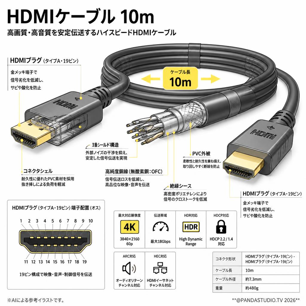 HDMIケーブル 10m スペック