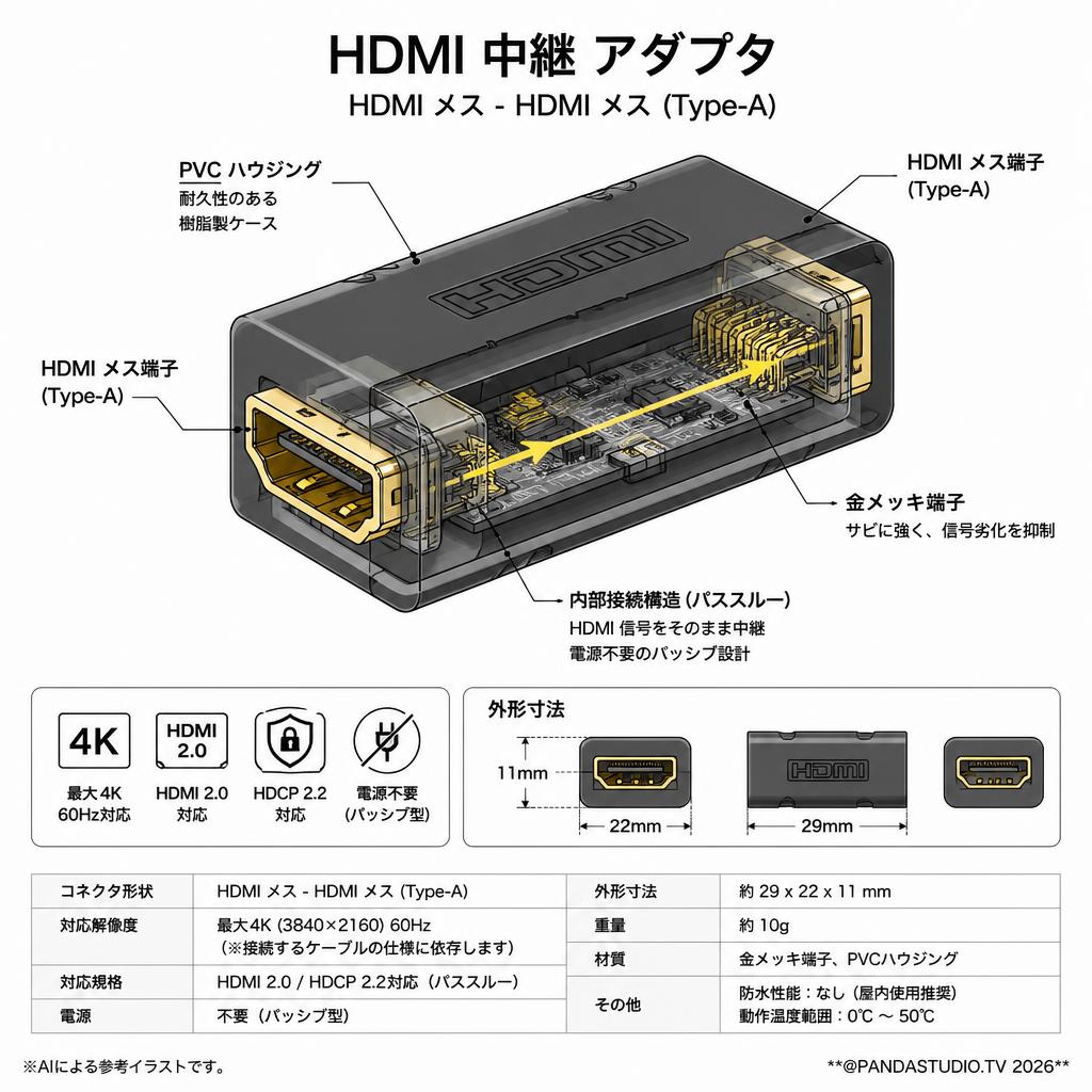 HDMI 中継 アダプタ スペック