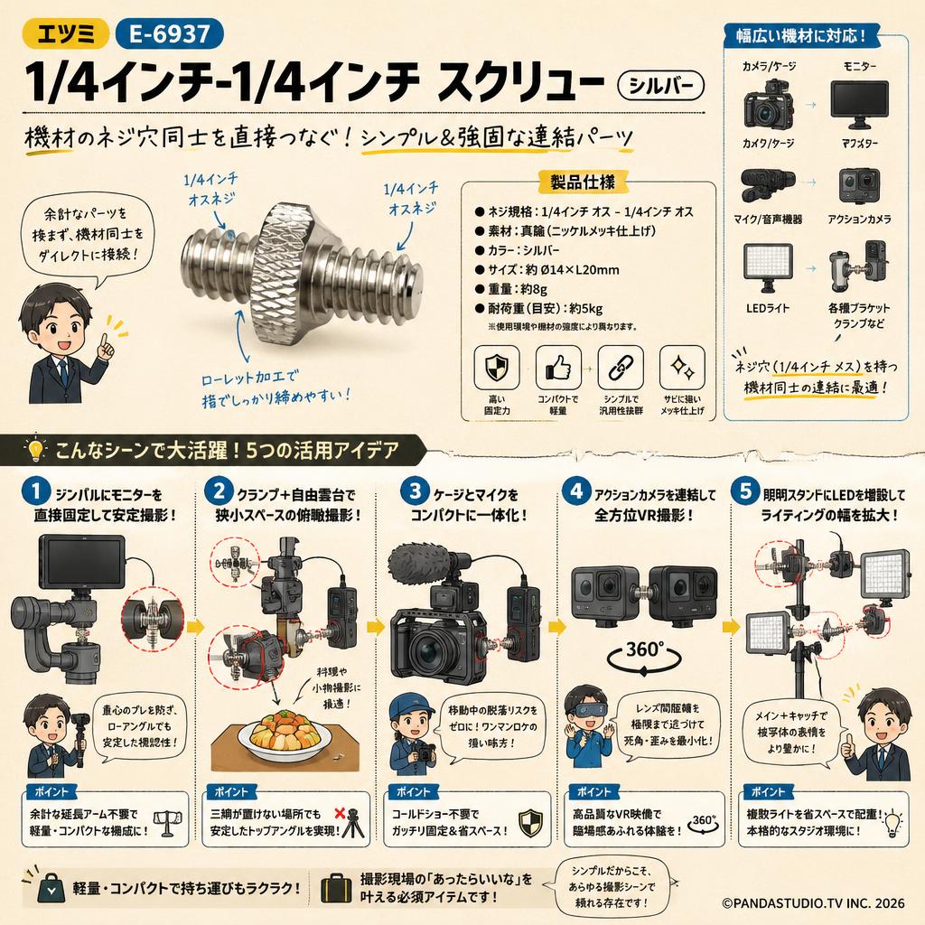エツミ  E-6937 [1/4インチ-1/4インチ スクリュー シルバー] 用途