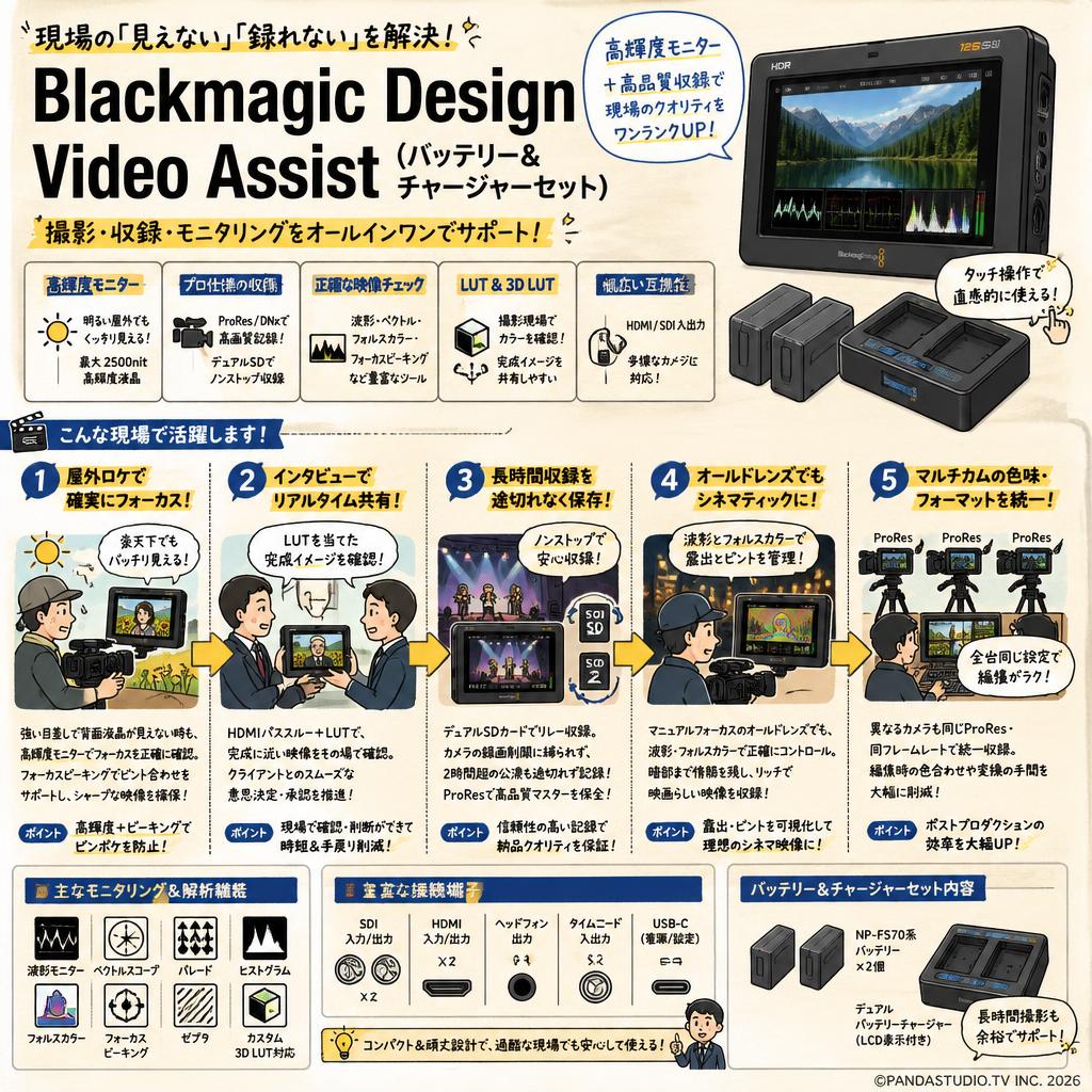 Blackmagic Design Video Assist　(バッテリー＆チャージャーセット） 用途