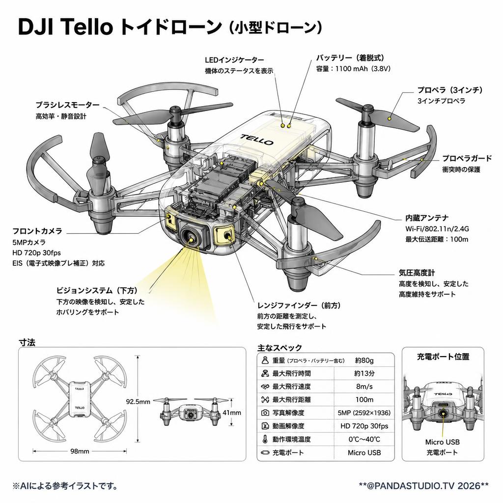 DJI Tello トイドローン（小型ドローン） スペック